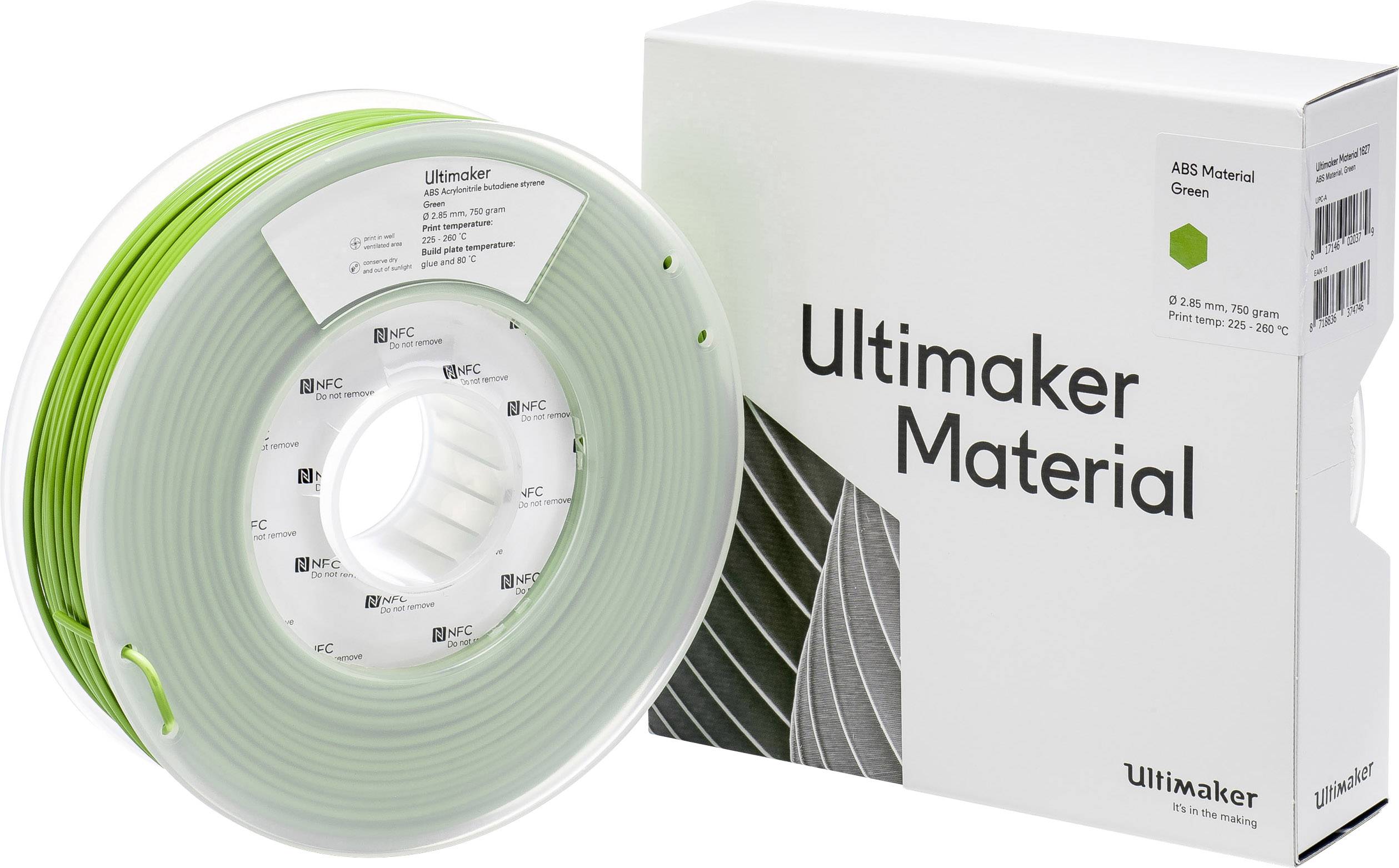Филамент Ultimaker  ABS Green M2560 2.85mm 750gr