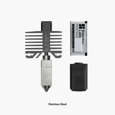 Bambu Lab - P1 / X1 Series Hotend with 0.2mm Stainless Steel Nozzle - FAH004-N-1